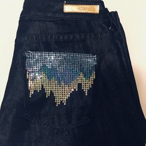Express Dark Wash with Sequins Jeans
